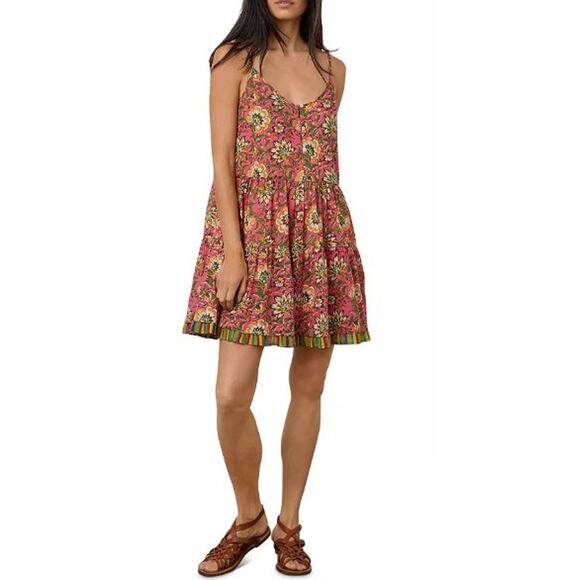 Velvet by Graham Spencer Large Tracy Cami Dress Floral Cotton V Neck Sleeveless - Picture 1 of 9